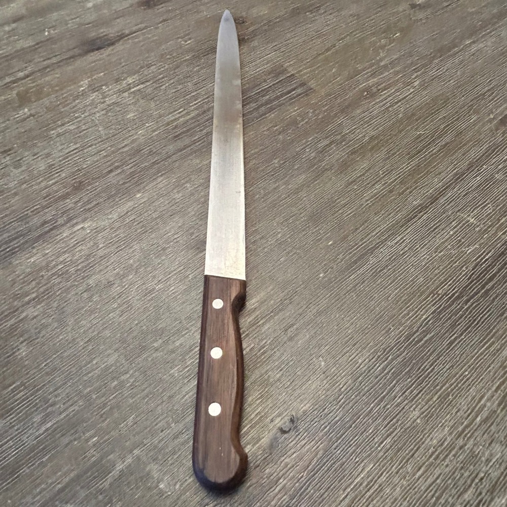 Vintage Forschner Victorinox 109-14 14" Carving Slicing Knife Wood Handle Swiss